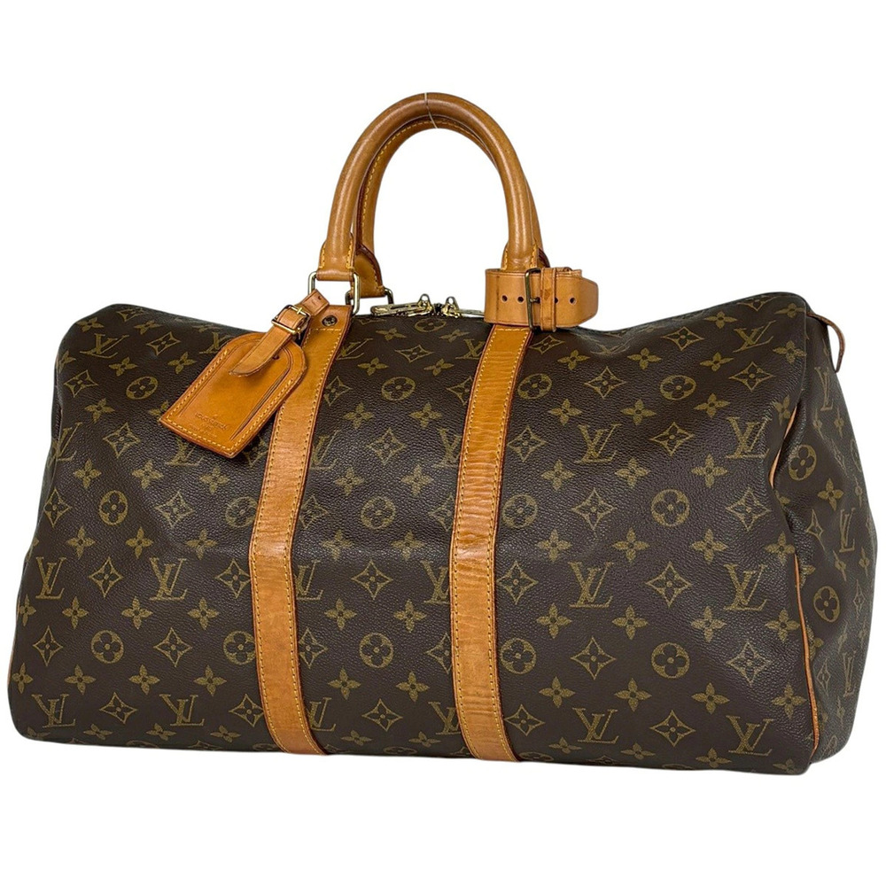 Louis Vuitton Keepall Handbag Boston Bag Monogram Brown